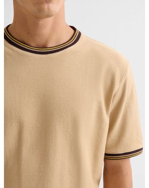 T-shirt col rond regular beige sable