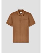 Polo boutonné marron acajou