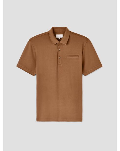Polo boutonné marron acajou
