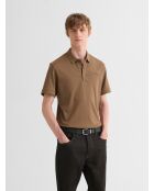 Polo boutonné marron acajou