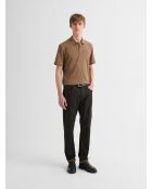 Polo boutonné marron acajou