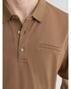 Polo boutonné marron acajou