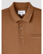 Polo boutonné marron acajou