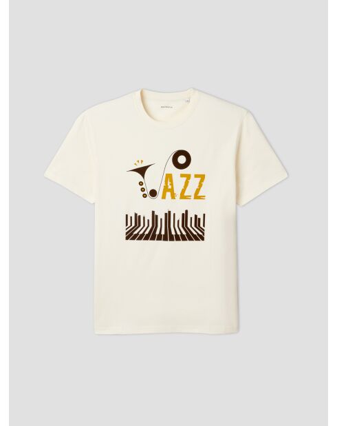 T-shirt col rond en coton ivoire