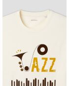T-shirt col rond en coton ivoire