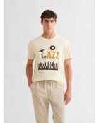 T-shirt col rond en coton ivoire