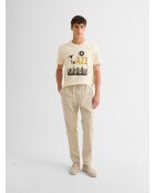 T-shirt col rond en coton ivoire