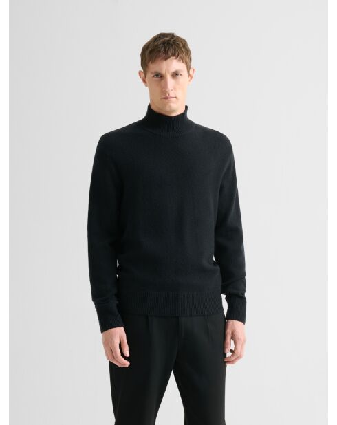 Maglia a collo alto nera in lana e cashmere
