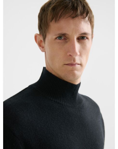 Maglia a collo alto nera in lana e cashmere