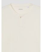 T-shirt manches longues col tunisien ivoire