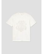T-shirt col rond en coton blanc neige