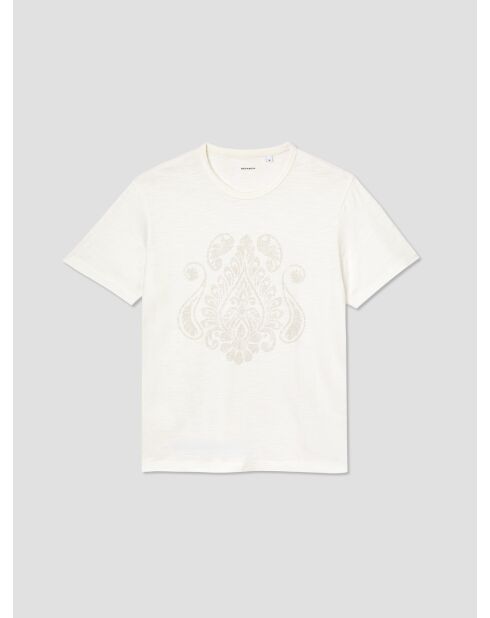 T-shirt col rond en coton blanc neige