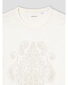 T-shirt col rond en coton blanc neige