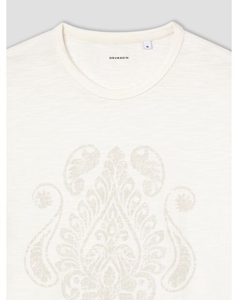 T-shirt col rond en coton blanc neige