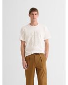 T-shirt col rond en coton blanc neige