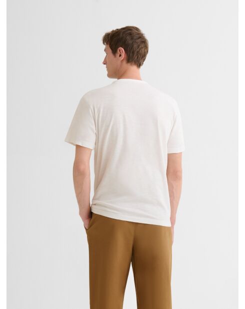 T-shirt col rond en coton blanc neige
