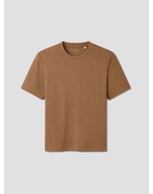 T-shirt col rond regular marron acajou