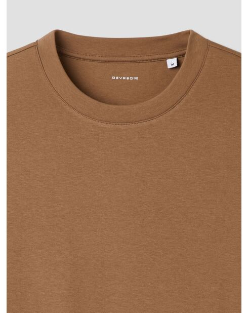 T-shirt col rond regular marron acajou