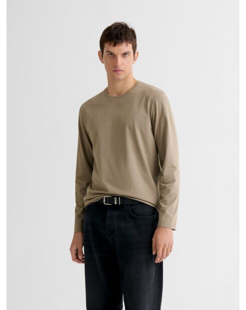 T-shirt manches longues col rond Supima tabac