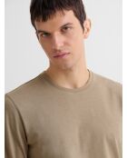 T-shirt manches longues col rond Supima tabac