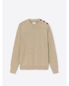Jersey beige de algodón orgánico con hombros abotonados
