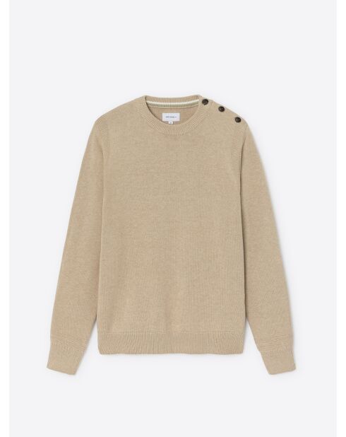 Jersey beige de algodón orgánico con hombros abotonados