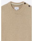 Jersey beige de algodón orgánico con hombros abotonados