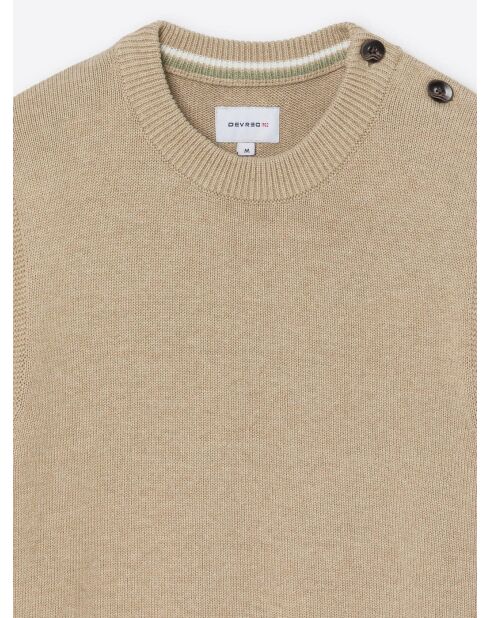 Jersey beige de algodón orgánico con hombros abotonados