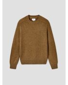 Maglione girocollo in misto lana color nocciola