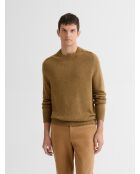Maglione girocollo in misto lana color nocciola