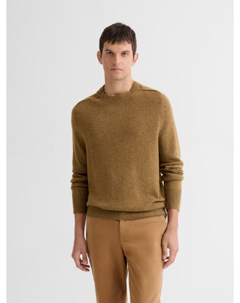 Maglione girocollo in misto lana color nocciola
