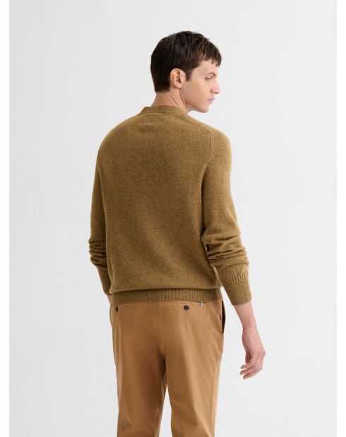 Maglione girocollo in misto lana color nocciola