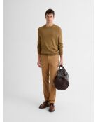 Maglione girocollo in misto lana color nocciola