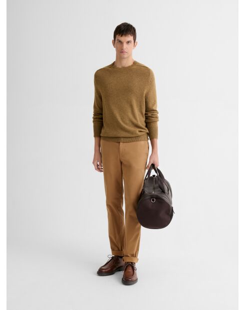 Maglione girocollo in misto lana color nocciola