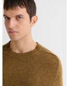 Maglione girocollo in misto lana color nocciola