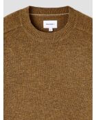 Maglione girocollo in misto lana color nocciola