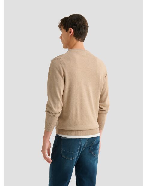 Maglione girocollo in cotone biologico beige sabbia