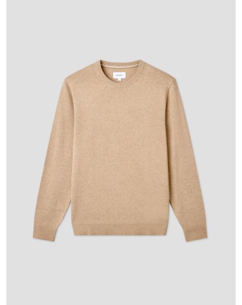 Maglione girocollo in cotone biologico beige sabbia