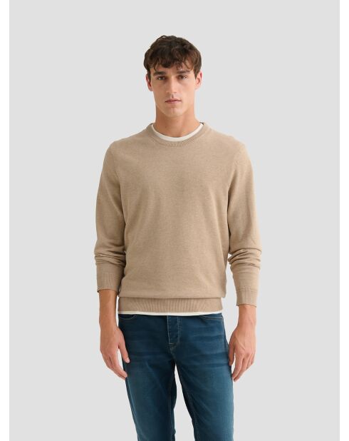 Maglione girocollo in cotone biologico beige sabbia