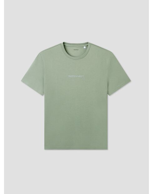 T-shirt col rond brodé vert amande