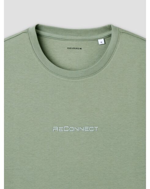 T-shirt col rond brodé vert amande