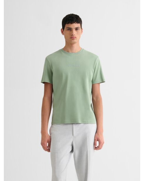 T-shirt col rond brodé vert amande