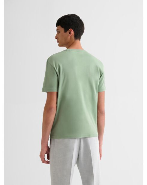 T-shirt col rond brodé vert amande