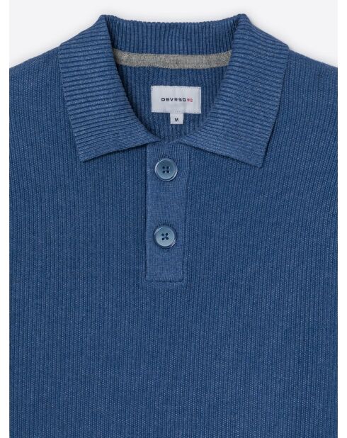 Blauwe polotrui met knoopsluiting van gecertificeerde viscose