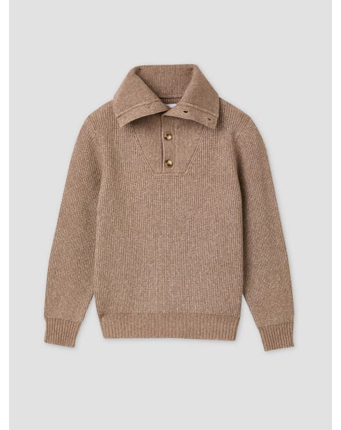 Maglione con collo trucker in maglia con perline avorio 2