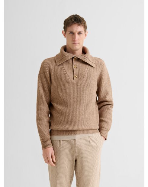 Maglione con collo trucker in maglia con perline avorio 2