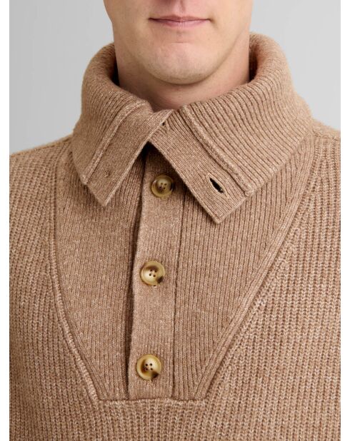 Maglione con collo trucker in maglia con perline avorio 2