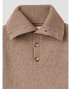 Maglione con collo trucker in maglia con perline avorio 2