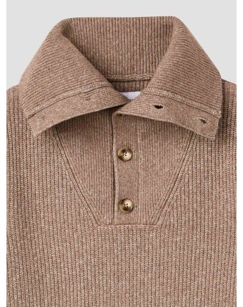 Maglione con collo trucker in maglia con perline avorio 2