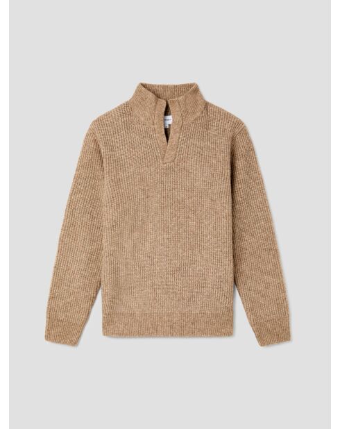Maglione a collo alto aperto in maglia con perline Taupe 3 Taupe